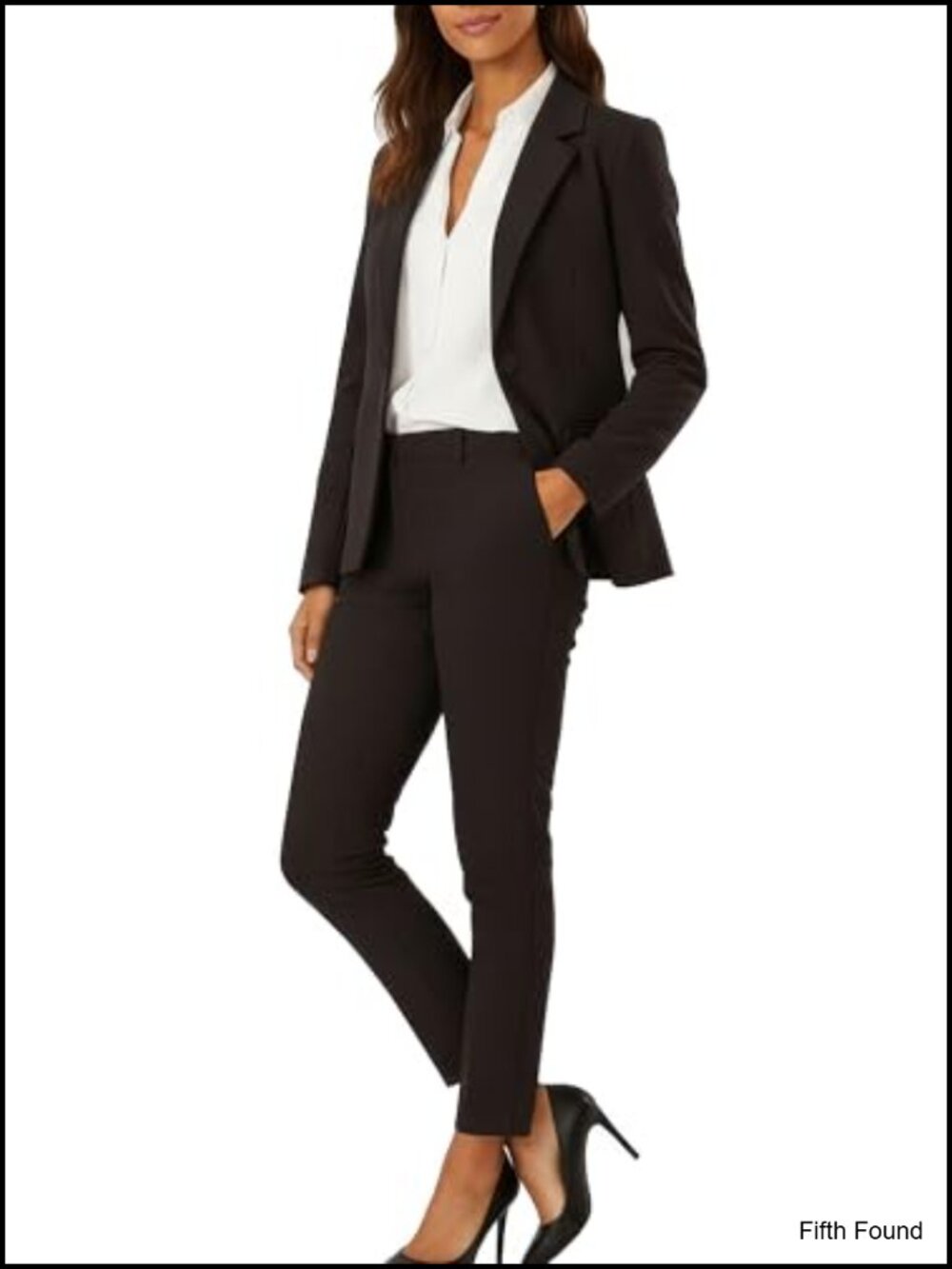 Two Piece Notched Lapel Blazer Pant Suit Set Business Office Work Outfit